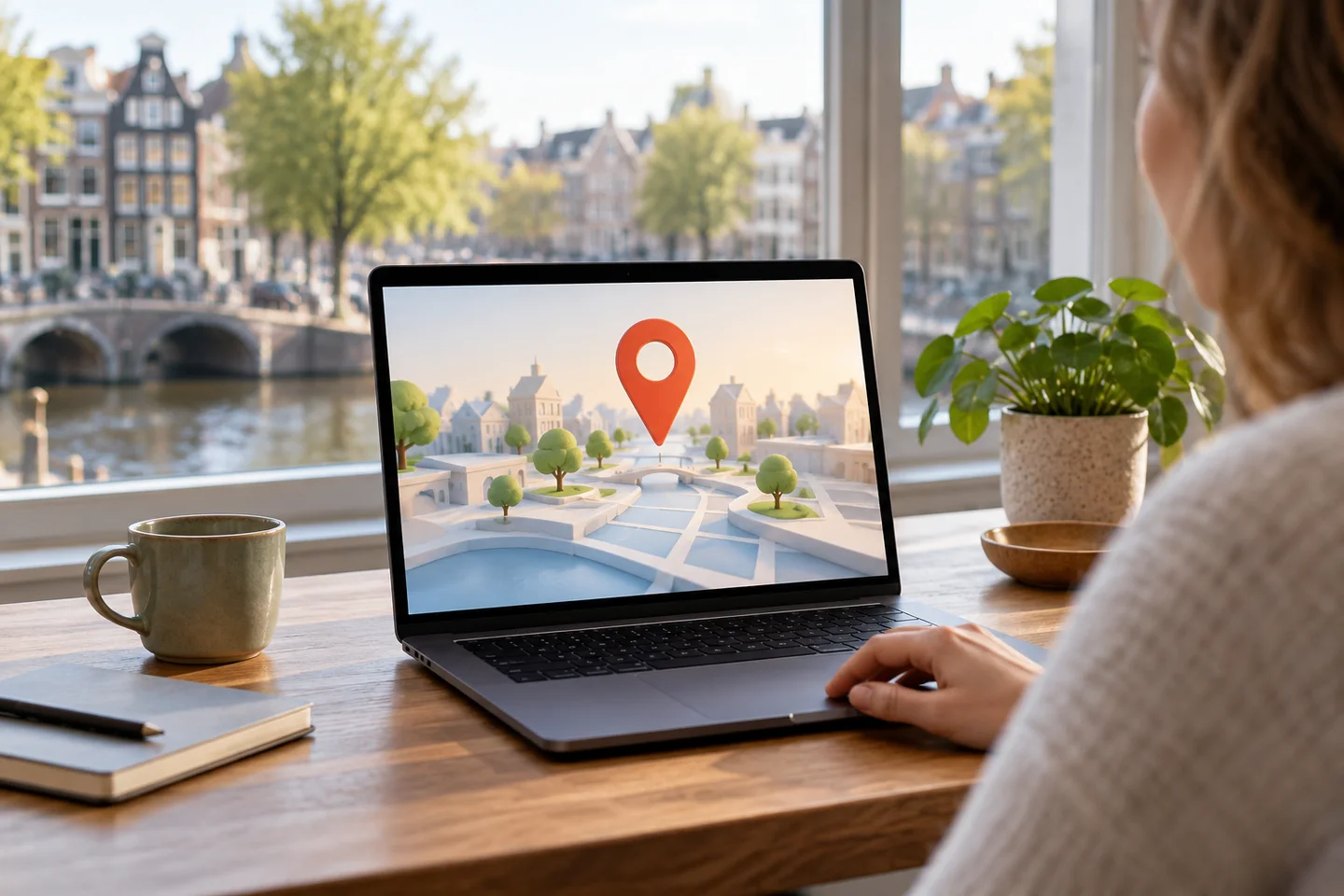 Locatie bekijken op een laptop