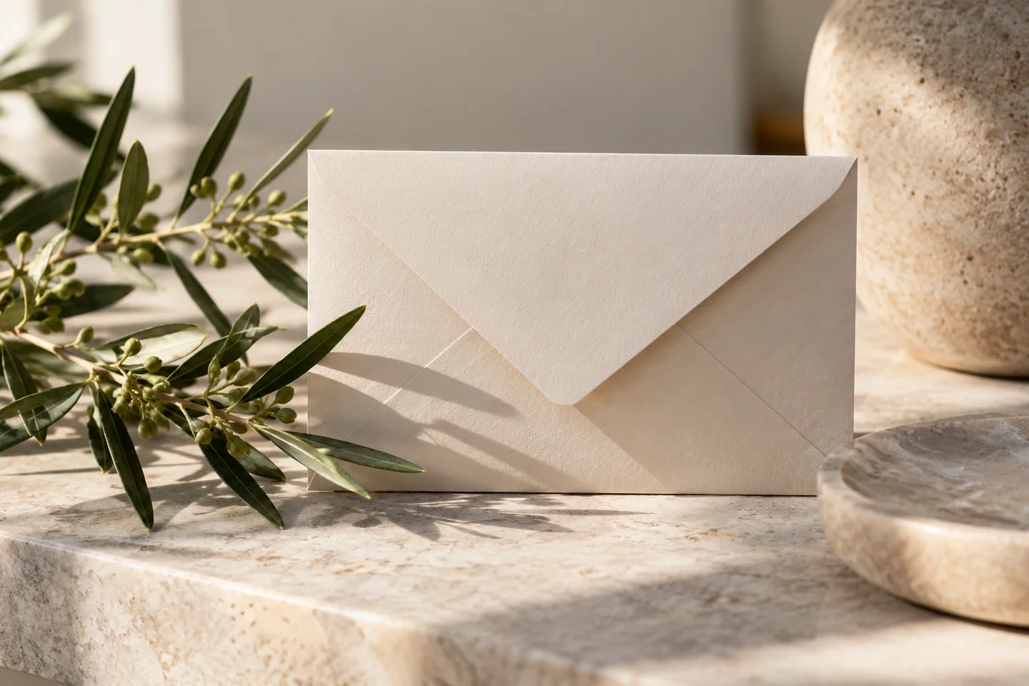 Envelop met subtiele groene takjes